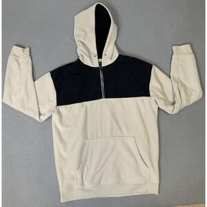 Cotton On Garments Hoodie Men's Size Large Tan‎ Black Pullover Hooded 1/2 Zip